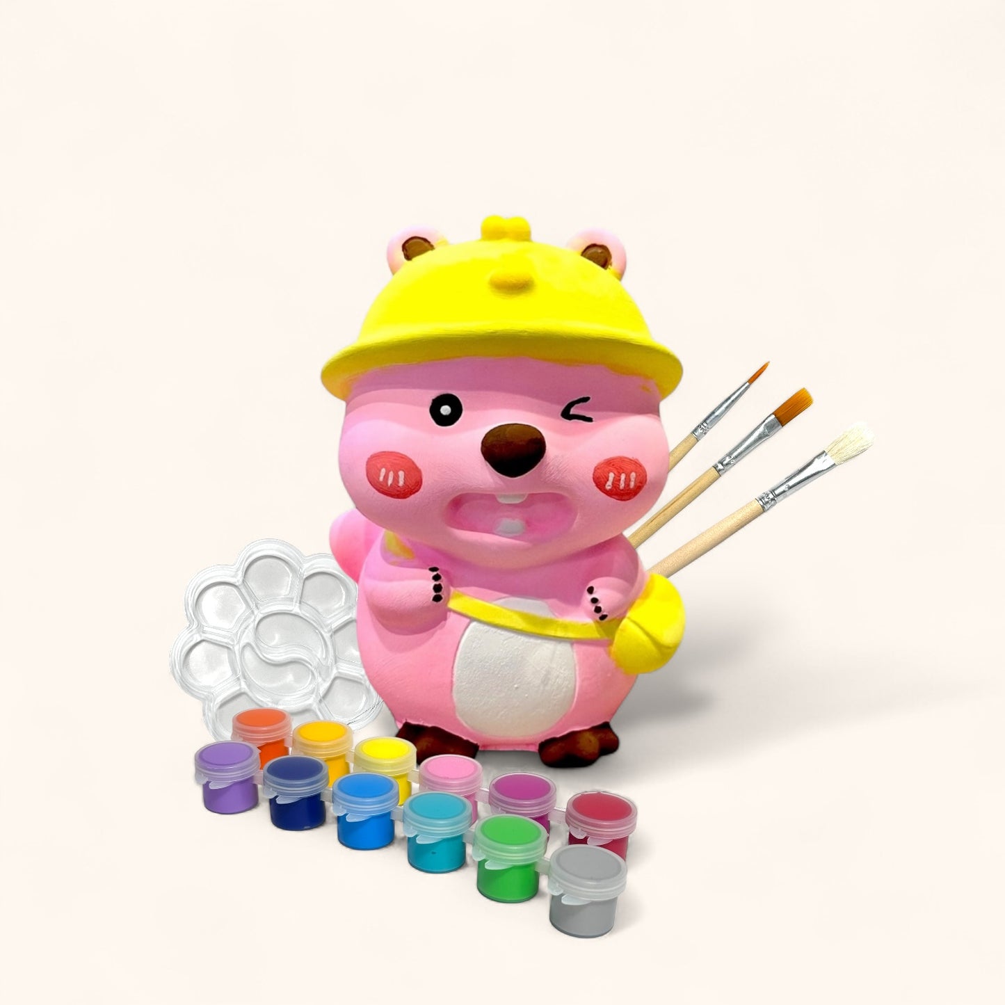 Beaver with Tote - DIY Figurine Painting Kit