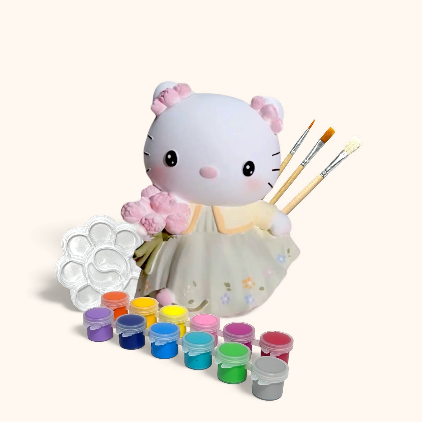 Bowtie Cat Tulip Bouquet - DIY Figurine Painting Kit