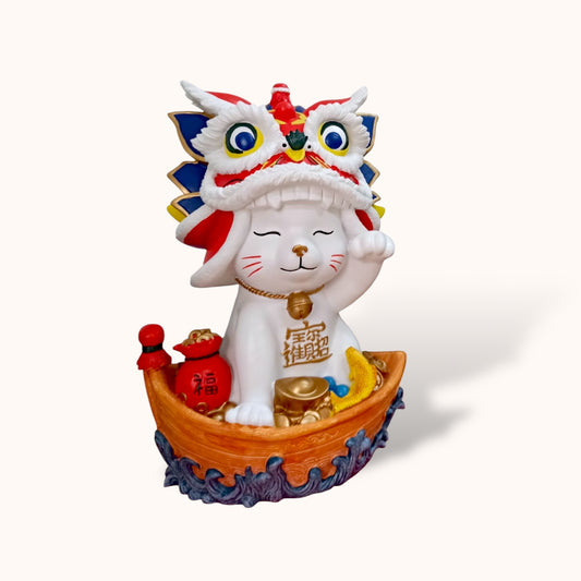 Lucky Cat Lion Dance - DIY Plaster Figurine Painting Kit