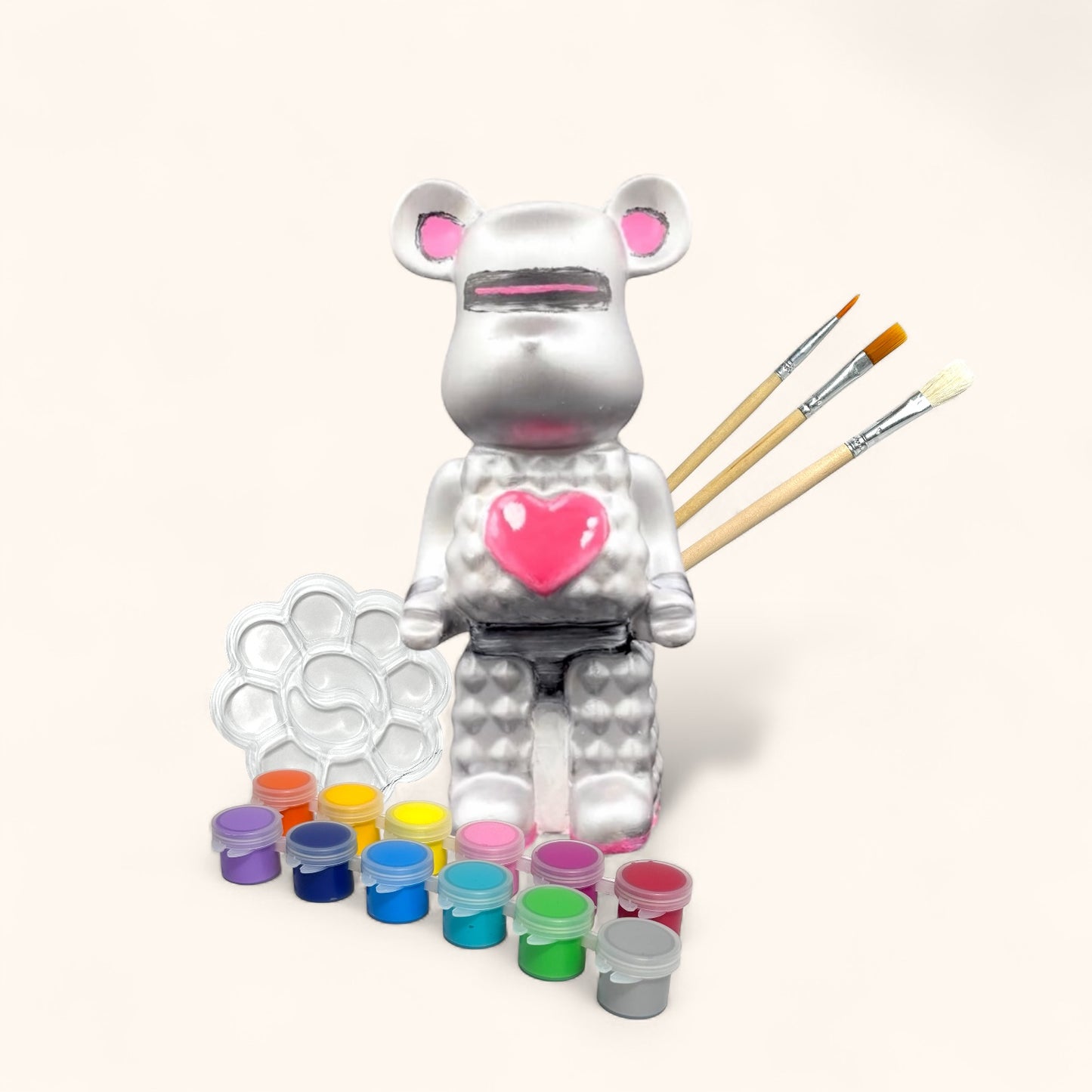 Bear Stick Rainbow Heart - DIY Figurine Painting Kit