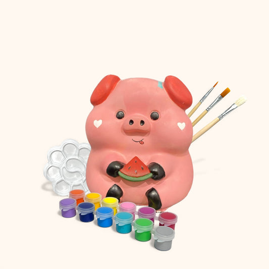Piggy Watermelon - DIY  Figurine Painting Kit